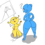  ? absurd_res alpha_channel anthro balls big_butt blue_body blue_fur breasts butt cartoon_network dialogue domestic_cat duo english_text erection felid feline felis fur genitals gumball_watterson gynomorph gynomorph/male hand_on_hip hi_res horn humanoid humiliation imobi intersex intersex/male kneeling laugh male mammal nipples nude open_mouth orange_eyes penis penis_shaming penny_fitzgerald shape_shifter simple_background small_penis_humiliation smile standing teeth text the_amazing_world_of_gumball tongue transparent_background yellow_body yellow_skin 