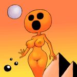  1:1 2020 big_breasts breasts eyeless female hi_res humanoid moon nude orange_background orange_body orange_skin pyramids shirtbusters simple_background solo tagme unknown_species 