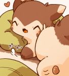  &lt;3 2020 biped blush brown_body brown_fur eyes_closed feral fur furret japanese_text ke_mo_suke lying nintendo pillow pok&eacute;mon pok&eacute;mon_(species) solo text video_games 