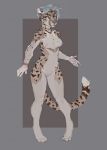  anthro blue_hair bracelet breasts cheetah digitigrade ear_piercing ear_ring featureless_crotch felid feline female fur genitals hair hi_res jewelry mammal piercing pussy short_hair solo spots spotted_body spotted_fur standing tgt1512 