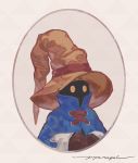  1boy absurdres brown_gloves brown_headwear final_fantasy final_fantasy_ix gloves hat highres male_focus signature solo v8 vivi_ornitier wizard wizard_hat yellow_eyes 