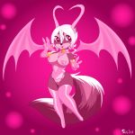  &lt;3 &lt;3_eyes anthro breasts diana_rayablanca female fur hair hi_res looking_at_viewer mammal mephitid pasties signature simple_background skeletonguys-and-ragdolls skunk solo tongue tongue_out white_hair 