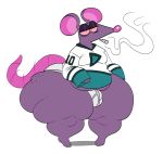  2020 anthro belly big_butt bottomless briefs brown_body brown_fur bulge butt clothed clothing fur half-closed_eyes hi_res huge_butt male mammal mouth_hold murid murine narrowed_eyes obese obese_anthro obese_male overweight overweight_anthro overweight_male rat rodent smoke smoking solo sssonic2 thick_thighs underwear 