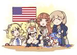  5girls bitchcraft123 black_gloves blonde_hair blue_eyes blue_neckwear braid breasts brown_eyes brown_hair capelet closed_eyes colorado_(kantai_collection) commentary crying dress elbow_gloves english_commentary garrison_cap gloves grey_headwear hat headgear helena_(kantai_collection) intrepid_(kantai_collection) iowa_(kantai_collection) kantai_collection large_breasts long_hair long_sleeves multiple_girls necktie open_mouth shirt short_hair short_sleeves side_braids sleeveless smile south_dakota_(kantai_collection) streaming_tears tears white_shirt 