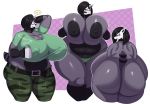  ... absurd_res anthro areola back_boob badger big_breasts big_butt black_areola black_body black_fur black_hair black_lips black_nipples blush breasts butt camel_toe camo_pants cleavage clothed clothing collar cup curvy_figure female fully_clothed fur grey_body grey_fur hair hair_over_eye hand_behind_head hand_on_breast hi_res holding_breast holding_cup holding_object huge_breasts huge_butt hyper hyper_breasts lips looking_back mallory_(borisalien) mammal midriff mustelid musteline nipples nude one_eye_obstructed panties rear_view solo speech_bubble sssonic2 swear thick_thighs topless underwear voluptuous white_body white_fur wide_hips 