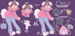  absurd_res ahoge anthro backpack big_breasts blush bottomwear breasts brown_hair butt canid canine canis cellphone clothed clothing denim denim_clothing digit_ring domestic_dog drawing_tablet eyewear female floppy_ears footwear glasses gradient_hair hair hi_res jeans jewelry mammal model_sheet multicolored_hair nintendo nintendo_switch_lite pants phone pigeon_toed pikmin pink_hair pockets pok&eacute;mon purple_eyes ring shoes sinamuna sneakers solo sweater text topwear two_tone_hair video_games wallet wedding_ring 