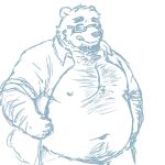  2020 anthro belly clothed clothing eyewear glasses kemono male mammal maron2475 moobs navel nipples open_clothing open_shirt open_topwear overweight overweight_male shirt simple_background sketch solo topwear ursid white_background 