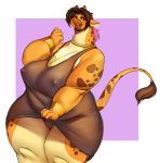  anthro big_breasts breasts cleavage clothed clothing clothing_lift dress dress_lift female giraffe giraffid hi_res huge_breasts mammal mature_female msvondran nipple_outline panties slightly_chubby solo thick_thighs underwear 