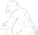  anthro belly butt facial_piercing goatboner_(artist) hairy hooves male mammal monochrome nose_piercing nude obese obese_male overweight overweight_male piercing simple_background sketch solo suid suina sus_(pig) tail_tuft tuft tusks wild_boar 
