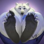  1:1 5_toes absurd_res anthro barefoot black_lips black_pawpads blue_eyes feet female foot_focus hi_res humanoid_feet lips mammal nnightbear_b overweight pawpads paws polar_bear soles solo toes ursa_clara_(character) ursid ursine 