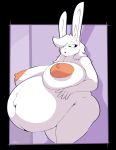  anthro areola belly big_belly big_breasts breasts female hi_res huge_breasts hyper hyper_belly lagomorph leporid mammal nipples nude pregnant rabbit solo theboobiesus wide_hips 