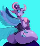  2020 anthro arthropod big_breasts big_butt breasts butt changeling cutie_mark digital_media_(artwork) eyebrows female fingers friendship_is_magic hasbro hi_res horn huge_breasts looking_at_viewer my_little_pony sektiss simple_background solo suirano wings 