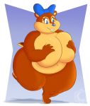  anthro big_breasts breasts chipmunk crescent-blue-zero female ground_squirrel hi_res huge_breasts mammal overweight ribbons rodent sciurid solo 
