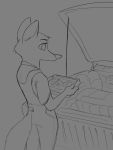  2020 3:4 anthro arctic_fox canid canine clothed clothing disney fox fully_clothed fur holding_object mammal mechanic monochrome overalls skye_(zootopia) solo standing tggeko vehicle zootopia 