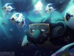  2020 anthro brown_eyes digital_media_(artwork) feral fish group male mammal marine ravoilie underwater water 