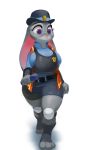  2020 anthro big_breasts bluedrg19 breasts clothed clothing disney female fur grey_body grey_fur hi_res judy_hopps lagomorph leporid mammal multicolored_body multicolored_fur purple_eyes rabbit simple_background solo two_tone_body two_tone_fur white_background zootopia 