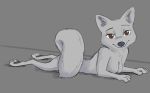  2020 anthro arctic_fox breasts canid canine disney female fluffy fluffy_tail fox fur grey_background looking_at_viewer lying mammal on_front pawpads simple_background skye_(zootopia) smile solo tggeko white_body white_fur zootopia 