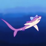  1:1 bow dazmier feral fin fish girly hi_res lamniform magenta_body male marine purple_eyes shark thresher_shark water 