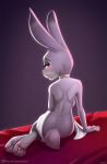  4_toes anthro blush conditional_dnp digit_ring digital_media_(artwork) disney english_text eyebrows female fingers hi_res jewelry judy_hopps lagomorph leporid long_ears looking_at_viewer looking_back mammal purple_eyes rabbit rear_view ring solo sugarlesspaints text toe_ring toes url zootopia 