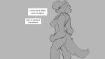  16:9 2020 anthro big_breasts breasts canid canine canis dialogue english_text female fur grey_background hair looking_at_viewer mammal monochrome nipples nude simple_background solo speech_bubble talking_to_viewer text watsup widescreen winter_coat wolf 