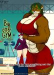  absurd_res anthro beef breasts domestic_cat duo english_text felid feline felis female female/female flexing food for gym heavygusttaf hi_res hyper kordi lutrine lynx macro mammal meat muscular mustelid sizedifference sport text 