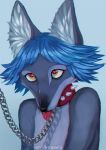  &lt;3 &lt;3_eyes ahegao anthro bdsm blue_hair butterflysneeze canid canine canis chain collar coyote female fox furniture hair hi_res looking_pleasured love mammal original_characters solo submissive uvula yellow_eyes 