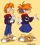  2020 blue_eyes clothing digital_media_(artwork) female footwear hair hi_res male orange_hair rayman_(series) raypeople_(rayman) shoes solo standing ubisoft video_games zummeng 