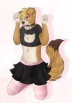  anthro asian_clothing begging begging_pose belt bottomwear canid canine canis clothed clothing collar domestic_dog east_asian_clothing floppy_ears footwear girly girly_hair hair hi_res japanese_clothing maid_uniform male mammal naim_san open_clothing open_shirt open_topwear overknees paws pawsies pink_hair pose raised_clothing raised_skirt samuelwolfo shirt skirt socks solo solo_focus tongue tongue_out top topwear uniform wolf ych_result 