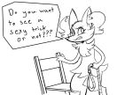  ambiguous_gender annoyed anthro black_and_white braixen chair dialogue digitigrade english_text furniture imminent_death imminent_suicide monochrome nintendo noose not_a_furfag pok&eacute;mon pok&eacute;mon_(species) sketch solo tailless text tuft video_games 