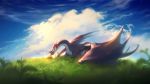  16:9 2020 claws day detailed_background digital_media_(artwork) dragon grass horn membrane_(anatomy) membranous_wings outside reilukah scalie sky western_dragon widescreen wings 