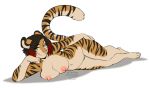  2020 anthro areola black_stripes breasts digital_media_(artwork) eyebrows eyelashes felid female fur green_eyes kittydee looking_at_viewer mammal nipples orange_body orange_fur pantherine smile solo striped_body striped_fur stripes tiger 