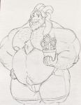 2020 anthro asgore_dreemurr beard belly big_arms big_belly big_muscles black_and_white body_hair bottomwear bovid bulge caprine chest_fur claws clothed clothing eon54 eyebrows facial_hair floppy_ears flower flower_pot goat hairy happy_trail hi_res holding_object horn looking_aside male mammal mature_male monochrome musclegut muscular mustache navel pecs plant portrait pubes raised_eyebrows shorts sketch slightly_chubby smile solo sunflower thick_thighs three-quarter_portrait tight_clothing topless undertale video_games wide_hips 
