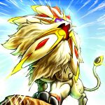  blue_eyes commentary_request emphasis_lines fur gen_7_pokemon kaosu_(kaosu0905) legendary_pokemon looking_to_the_side no_humans open_mouth paws pokemon pokemon_(creature) purple_sclera solgaleo solo tongue 