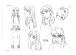  1girl bag character_sheet expressions flcl gainax glasses long_hair ninamori_eri notes official_art production_art production_ig sadamoto_yoshiyuki solo 