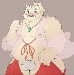  2020 anthro asian_clothing belly blush bulge clothed clothing east_asian_clothing fundoshi hi_res humanoid_hands japanese_clothing kemono male mammal moobs nipples overweight overweight_male pomupomu490 solo suid suina sus_(pig) underwear wild_boar 