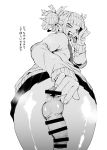 1boy :d anal_fluid anus ass bar_censor boku_no_hero_academia censored crossdressing delta_9 erection fang fellatio_gesture genderswap genderswap_(ftm) greyscale hair_bun highres looking_at_viewer male_focus monochrome open_mouth otoko_no_ko penis pleated_skirt school_uniform simple_background skirt smile spread_anus teeth testicles toga_himiko tongue tongue_out white_background 