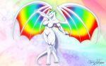  anthro cylnx dragon female frill_(anatomy) head_crest head_frill hi_res muscular muscular_anthro muscular_female nude rainbow_wings shira_frozenmoon solo wings 