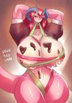  2020 anthro big_breasts blush breasts candy chocolate dessert dragon female food huge_breasts ni_jikan pink_body solo wide_hips 