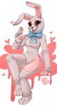  2020 bow_tie breasts clothing costume female five_nights_at_freddy&#039;s gesture hi_res human looking_at_viewer mammal pixelflare red_eyes red_sclera stitch_(disambiguation) stitch_(sewing) vanny_(fnaf) video_games waving waving_at_viewer white_body 