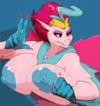  anthro areola big_breasts blue_background breasts female friendship_is_magic hair hasbro huge_breasts mature_female my_little_pony my_little_pony:_the_movie_(2017) nipples pink_body pink_hair queen_novo_(mlp) simple_background smutbooru solo 