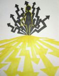  1other aotu_world arrow_(symbol) gugugugugugugudou outline silhouette solo standing traditional_media white_background yellow_outline 