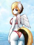  absurd_res anthro big_breasts big_butt bikini breasts butt clothed clothing equid equine fan_character female hasbro hi_res kindpineapple looking_back mammal my_little_pony pegasus solo swimwear water white_body whiteout wings 
