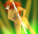  anthro butt dasyuromorph female hair madopts mammal marsupial pole solo stripper_pole thylacine 