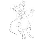  2020 ambiguous_gender anthro bird&#039;s-eye_view bodily_fluids canid canine claws clothed clothing disney drooling duo eyes_closed fox fur hi_res high-angle_view judy_hopps lagomorph leporid lying mammal monochrome nick_wilde nightshirt on_back open_mouth pawpads rabbit red_fox saliva signature simple_background size_difference sleeping toe_claws white_background zhan zootopia 