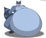  anthro belly big_belly cjshadorunner hyper hyper_belly letterbox male mammal procyonid raccoon solo 