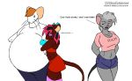  anthro cjshadorunner clothing dialogue english_text female group male mammal mouse murid murine overweight rodent text tiffany_carrell 