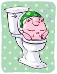  ambiguous_gender anonymous_artist bubble clothing drowsy eyes_closed hair hat headgear headwear implied_scat jigglypuff nintendo open_mouth pink_body pink_hair pink_skin pok&eacute;mon pok&eacute;mon_(species) sitting sleeping solo toilet toilet_use unknown_artist video_games waddling_head 