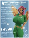  3d_(artwork) anthro anthrofied big_breasts blue_background blue_eyes border breasts digital_media_(artwork) english_text equid equine feathers female fluttershy_(mlp) friendship_is_magic hair hasbro hi_res huge_breasts mammal moreuselesssource my_little_pony pegasus pink_hair simple_background solo text white_border wings yellow_body yellow_feathers 