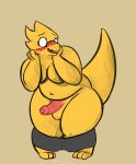  absurd_res alphys anthro areola balls belly blush boxer_briefs breasts buckteeth chubby_gynomorph clothing deep_navel embarrassed english_text erection eyewear flustered foreskin front_view genitals glasses gynomorph hand_on_face hi_res humanoid_genitalia humanoid_penis intersex leaning leaning_forward lizard looking_aside looking_away looking_up navel nervous non-mammal_breasts nude open_mouth open_smile overweight overweight_gynomorph overweight_intersex penis pigeon_toed pillowtummy reptile scales scalie signature simple_background slightly_chubby smile solo standing teeth text thick_tail thick_thighs uncut undertale underwear underwear_down video_games wavy_mouth wide_hips yellow_body yellow_scales 