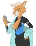  anonymous_artist anthro bra breasts caitian clothed clothing coat dr._t&#039;ana felid female hanging_breasts lab_coat mammal mature_female open_clothing open_shirt open_topwear shirt simple_background solo star_trek star_trek_lower_decks topwear underwear white_background yellow_sclera 